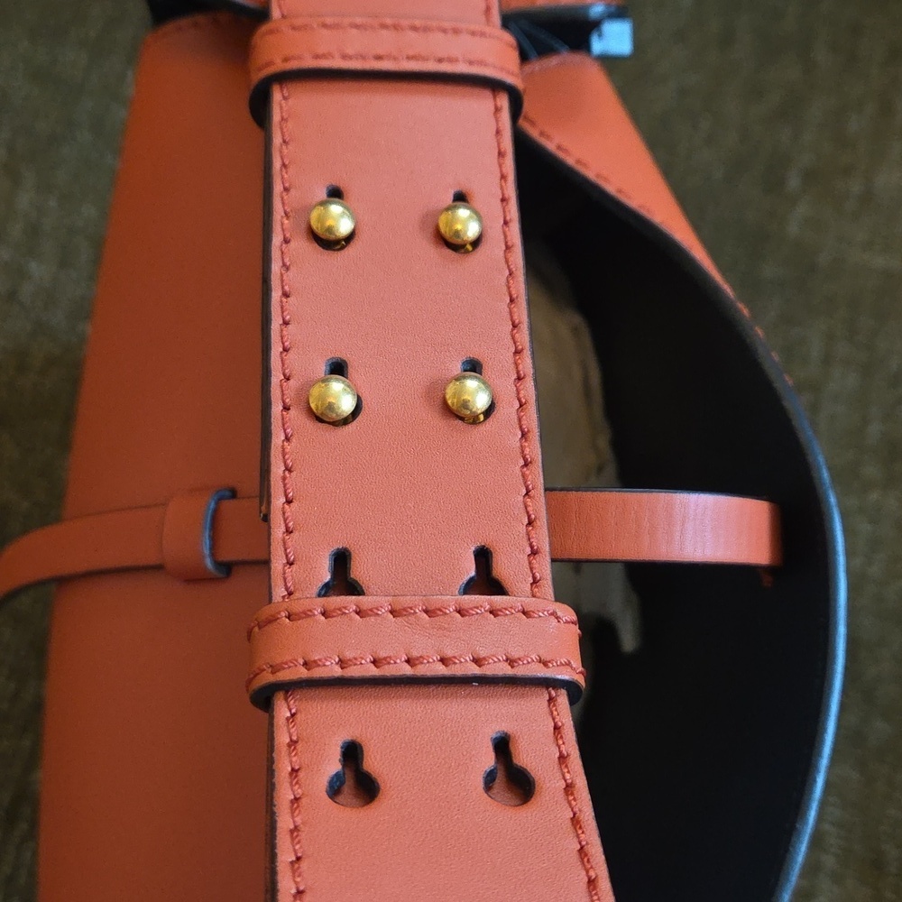 NWT Authentic Burberry Handbag Supple Calfskin Bucket Clementine - Picture 7 of 16